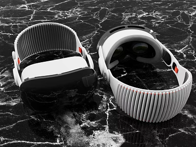 Modern VR Headset Design With White And Black Details On Marble Surface 3d model