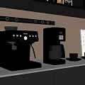 Modern Kitchen Countertop With Espresso And Drip Coffee Machines Coffee Cups And Cabinets