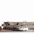 Modern Sofa Coffee Table Combo Fabric Sofa 3d model