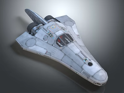 Sci Fi Spaceship 3D Model With Gray Metallic Finish Streamlined Design Cockpit And Engines 3d model