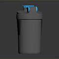 Gray Household Trash Can With Blue Handle And Practical Design 3d model
