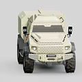 Sand Colored Armored Military Vehicle With Tactical Design And Round Emblem