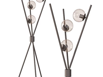 Modern Floor Lamps With Black Metal Frame And Clear Glass Globe Shades 3d model