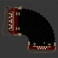 Classic Red Accordion With Black Bellows Brass Keys And Decorative Details