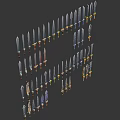 Various Decorative Weapons Collection With Swords Daggers Metallic Blades And Colorful Handles