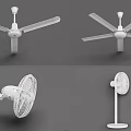 White Ceiling And Table Fans With Modern Design For Home Use 3d model