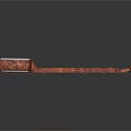 Chinese Traditional Musical Instrument with Long Neck Square Body White Panel and Red Decorative Patterns