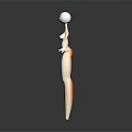 White Humanoid Game and Movie Character With Slender Proportions Extended Limbs Dark Background Reflective Surface