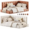 Modern Soft Upholstered Children Bed With Multiple Optional Colors And Cozy Full Bedding Sets
