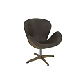 Brown Leather Accent Chair with Curved Design Studded Details and Metal Base in Vintage Style