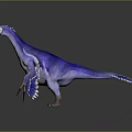 Blue And White Feathered Dinosaur With Long Neck Open Mouth And Sharp Claws