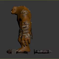 Orange Rock Giant Creature With Muscular Build And Giant Battle Axe Weapon 3d model