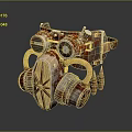 Steampunk Vintage Mechanical Headwear Featuring Red Metallic Finish And Gears Pipes Elements