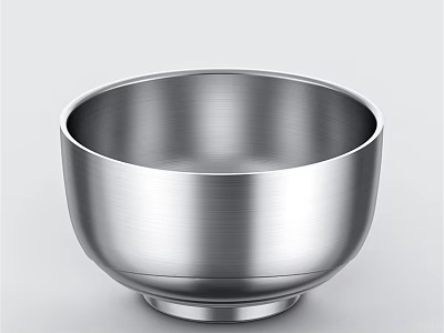 Shiny Stainless Steel Dinnerware Set With Round Bowl For Modern Kitchen Use 3d model