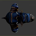 3D Cartoon Rhino Character With Blue Body Belt Arm Guards And Vivid Features