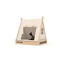 Cozy Tent Shaped Wooden Frame Canvas Cat Nest Pet Furniture for Indoor Cats
