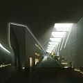 Modern Cultural Center Interior Design With Geometric Architecture Lighting And Staircase