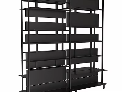 Sleek Black Storage Shelving Unit With Multiple Open Layers For Home Office Organization 3d model