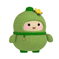 Cute Green Doll With Checkered Pattern Hat Yellow Flower And Pink Smiling Cheeks 3d model