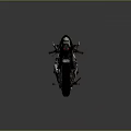 Futuristic Motorcycle with Unique Streamlined Armored Body White Black Color and Orange Rimmed Black Wheels