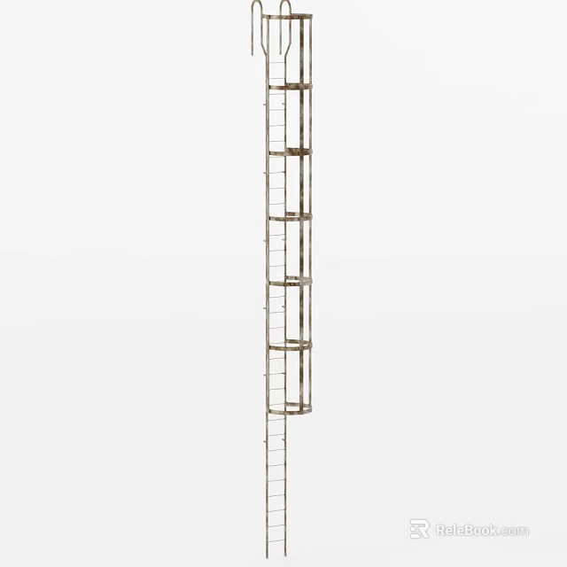 Sturdy Metal Ladder with Multiple Rungs and Vertical Support Frame Design 3d model 