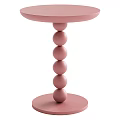 Minimalist Pink Round Side Table with Spherical Stacked Supports and Circular Base 3d model