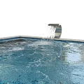 Modern Swimming Pool Design With Waterfall And Rippling Water Tile Edge