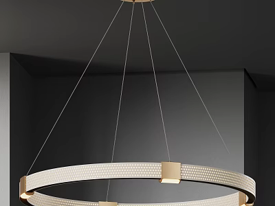 Modern Circular Chandelier With Metal Frame Woven Details And Hanging Chains For Interior Decor 3d model