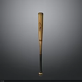 Wooden Baseball Bat With Engraved Design Red Ring Accent And Black Handle Sports Equipment