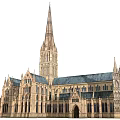 Gothic Church Exterior With Tall Spire Arched Windows And Stone Facade