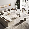 Modern Living Room With Sofa And Coffee Table Set Neutral Tones Rug And Side Tables