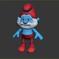 Smurf Plush Toy Character With Red Hat White Beard Blue Body And Red Pants