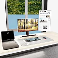 Modern Home Office Desk Setup With Ergonomic Chair Bookshelf And Laptop