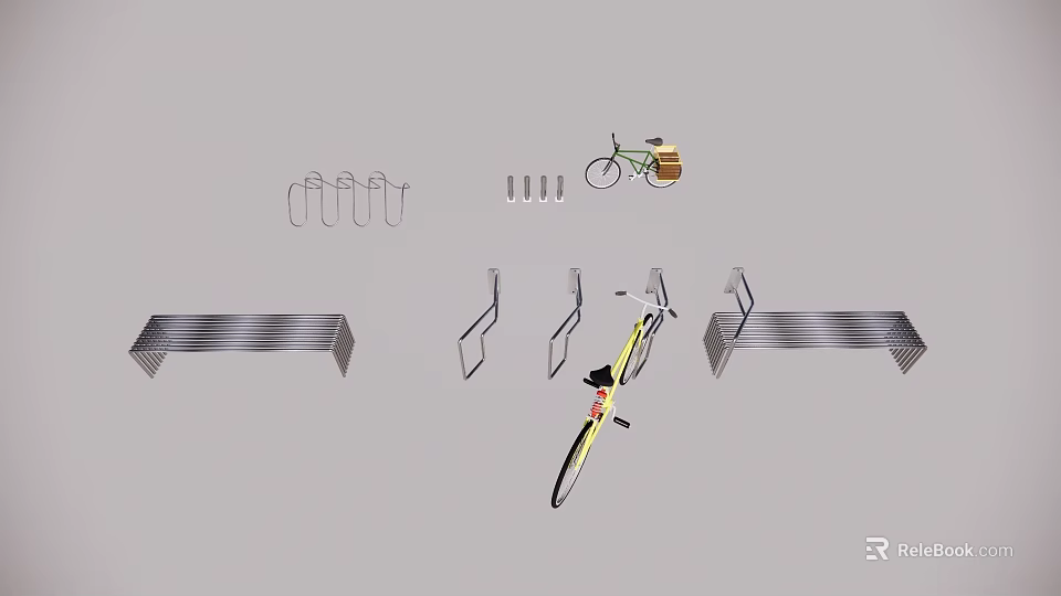 Bicycle Parking Solutions With Racks Hooks And Stand Accessories 3d model