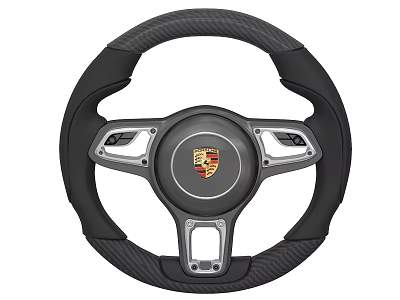 Ergonomic Porsche Carbon Fiber Steering Wheel With Multifunctional Buttons And Logo 3d model