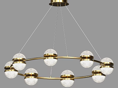 Modern Gold Circular Chandelier With Crystal Spherical Bulbs And Sleek Design 3d model