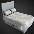 Modern Double Bed With Light Gray Headboard Geometric Pattern Bedding Pillows And Underbed Storage Drawers 3d model