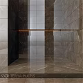 Sleek Modern Marble Wall Structure With Polished Tiles And Integrated Shelf