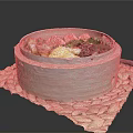 Fresh Vegetables Steamed in Bamboo Steamer on Woven Plant Fiber Mat