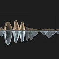 Modern Elegant Wave Shaped Chandelier with Metallic Gold and White Lines for Interior Decor