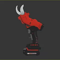 Red Cordless Electric Pruning Shear With Rechargeable Base And Garden Tool Features 3d model