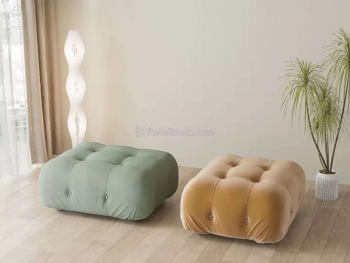 Modern sofa stool sofa stool combination 3d model