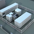 Containerized Industrial Equipment Units In Fenced Outdoor Compound With Modular Design