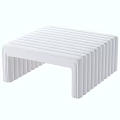 Modern White Sofa Stool With Vertical Striped Design And Smooth Lines 3d model