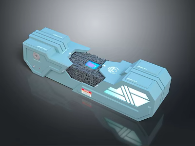 Blue Spacecraft Module With Mechanical Structure And Internal Blue Core Components 3d model