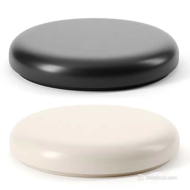 Functional Table With Round Black And White Sleek Smooth Tabletop Modern Design 3d model 