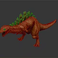 Orange Dinosaur Character Model With Spiked Back Open Mouth And Standing Pose