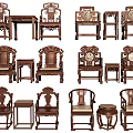 Classic Chinese Wooden Leisure Chairs With Side Tables And Intricate Carvings