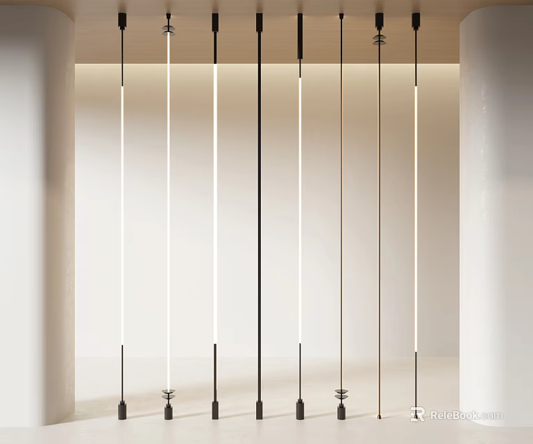 Modern Vertical Wall Lamps With Black Frame And LED Light For Interior Design 3d model 