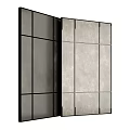 Modern Mirror Room Divider With Black Frame And Multiple Panel Design 3d model